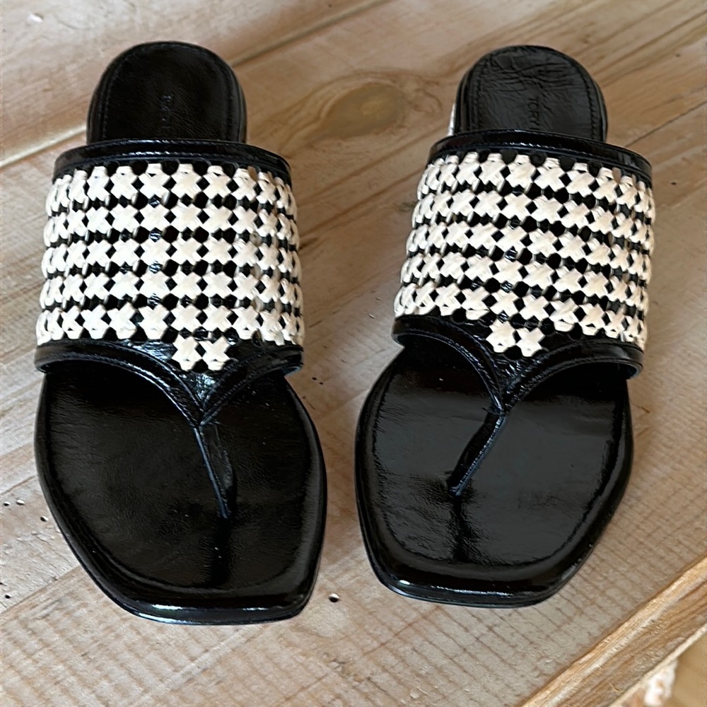 Tory Burch Woven Raffia Heeled Sandals